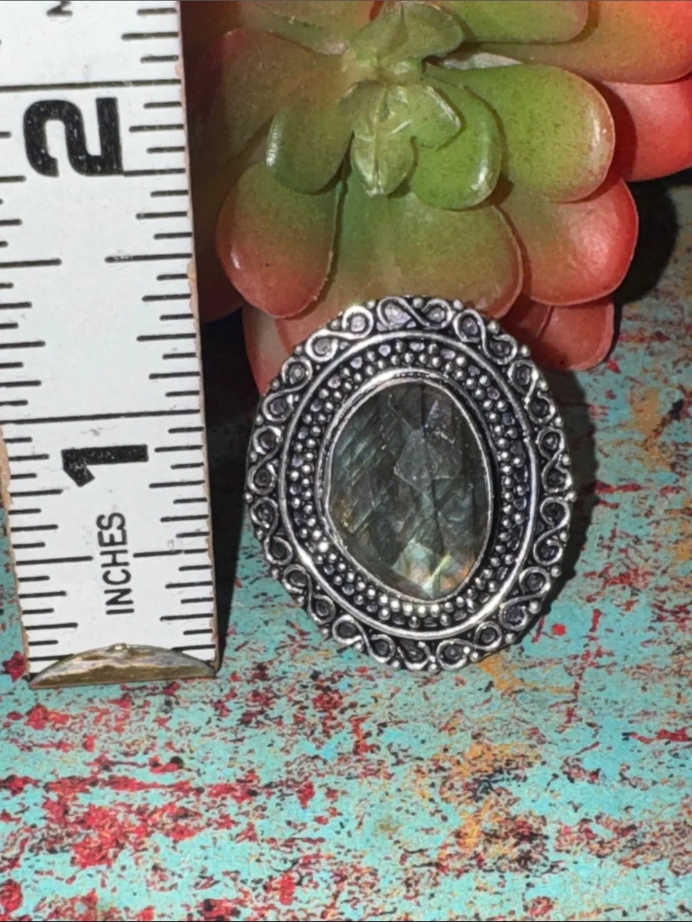 Silver Labradorite Ring